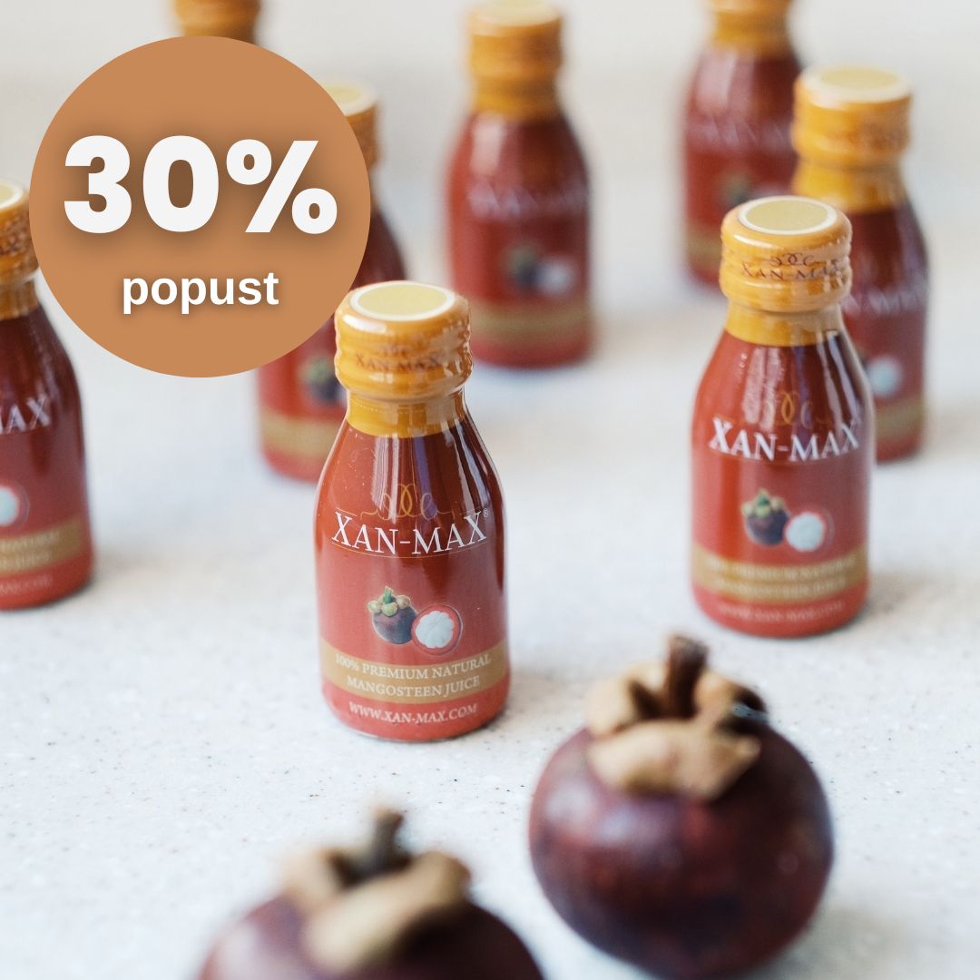 
                  
                    4* Paket malih stekleničk za 96 dni in popustom -30% s kodo XANMAX30 (mangostin - sadež z najvišjo vsebnostjo antioksidantov za samo 1.20 EUR na dan)
                  
                